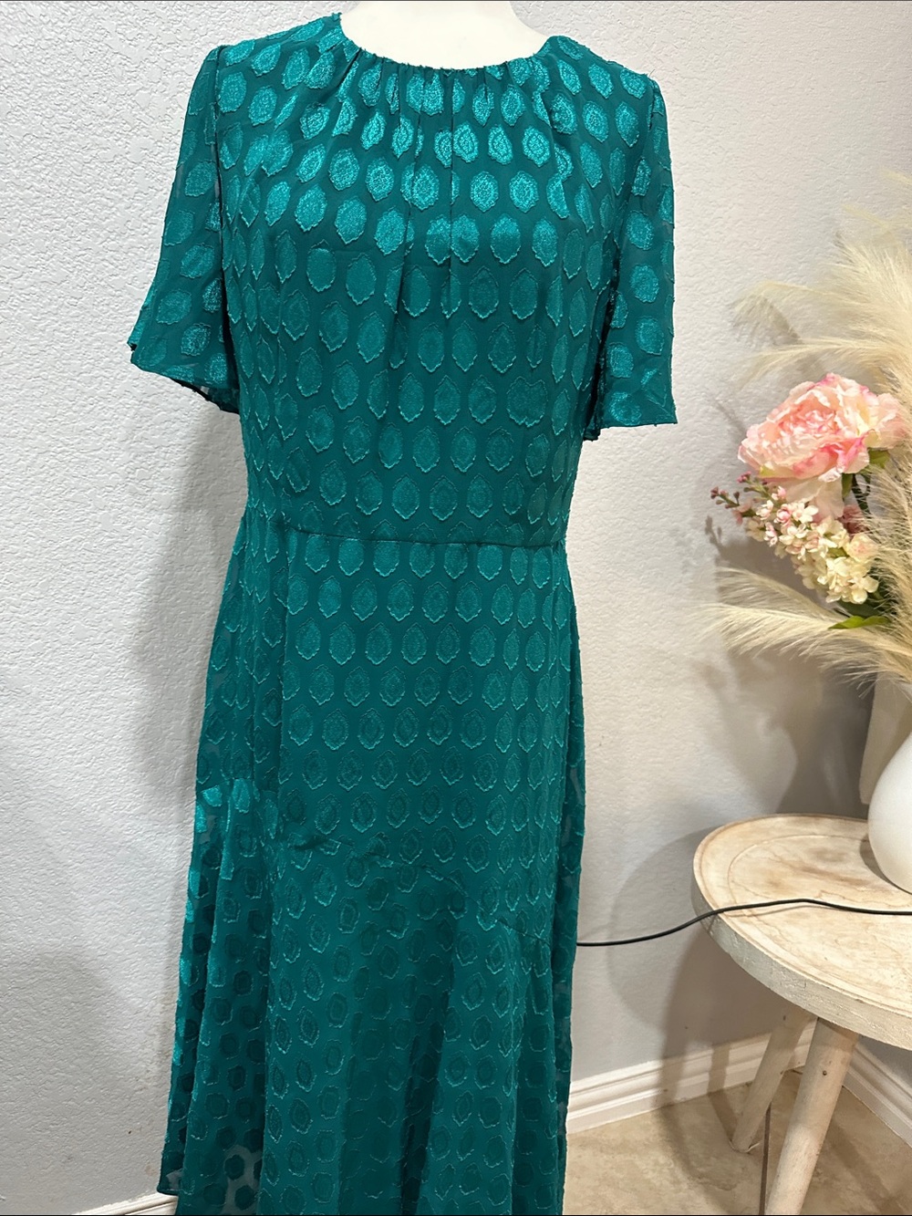 Maggy London Teal Short-Sleeve Maxi Dress